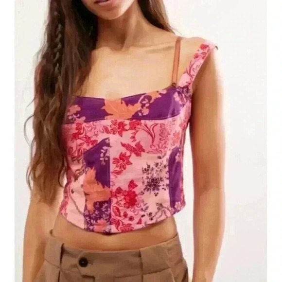 Free People Tops - Free People Bowen Corset Rose Combo Size Large Nwot $78